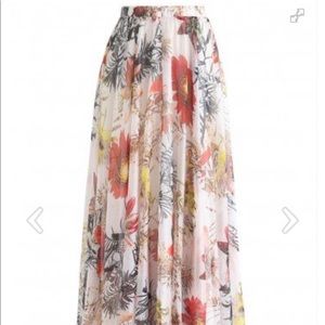 Chic wish red floral blossom maxi skirt